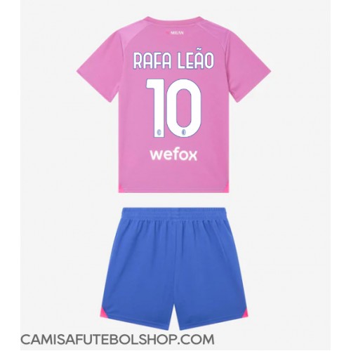 Camisa de time de futebol AC Milan Rafael Leao #10 Replicas 3º Equipamento Infantil 2023-24 Manga Curta (+ Calças curtas)